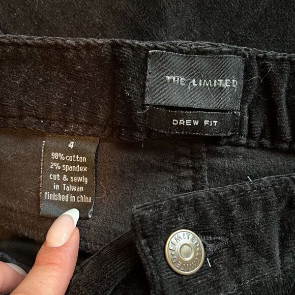 The Limited Women's Black Corduroy Flap Pockets Drew Fit Straight Pants Size 4 - Picture 7 of 7